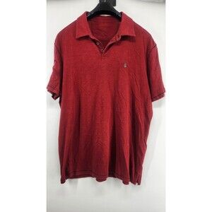 John Varvatos Mens Large Red Short Sleeve Logo Front Polo Shirt